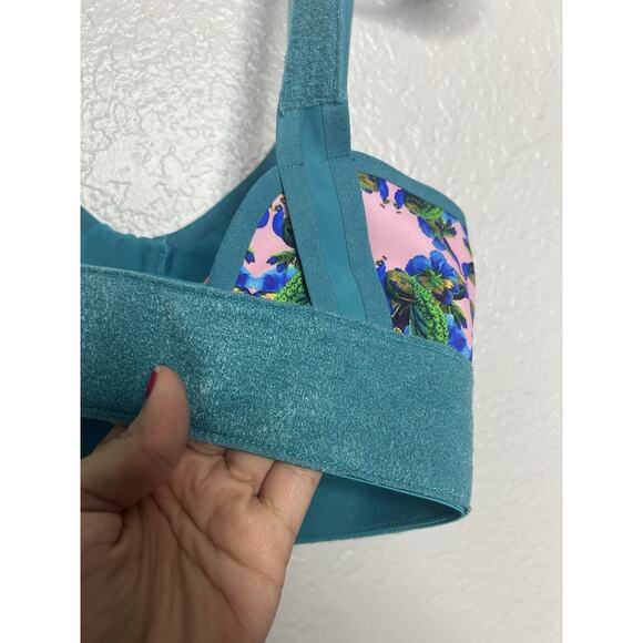SHEFIT Barbeline London Flex Sports Bra Teal Blue Green Peacock Medium - Picture 3 of 8